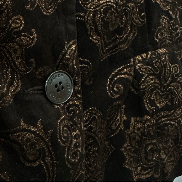 Ralph Lauren Black Gold Velvet Paisley Blazer Size 4 Small Quiet Luxury Glamour - Picture 7 of 11